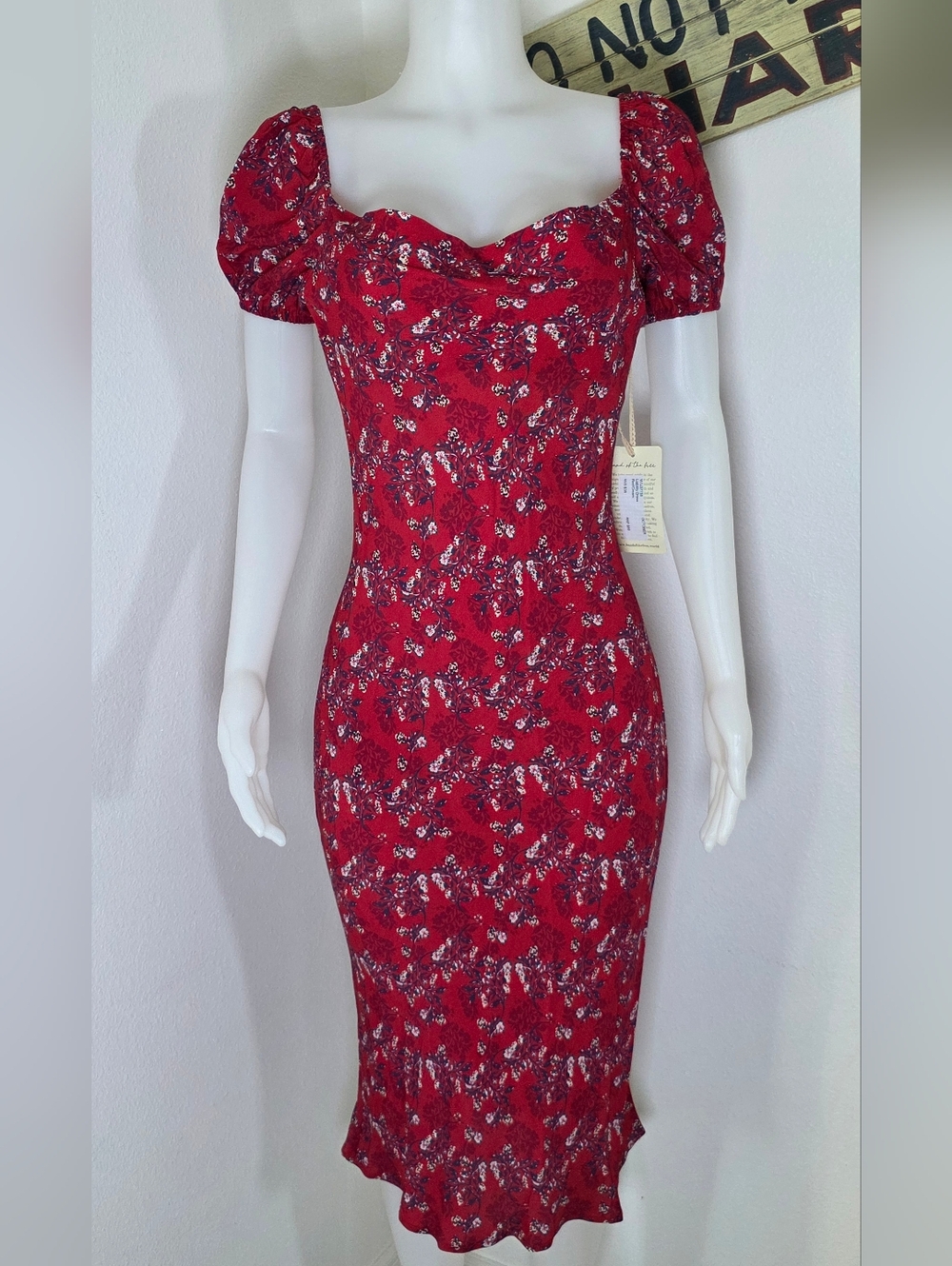 Band Of The Free S Floral Puff Sleeve Liability Dress Romantic Boho Cottagecore